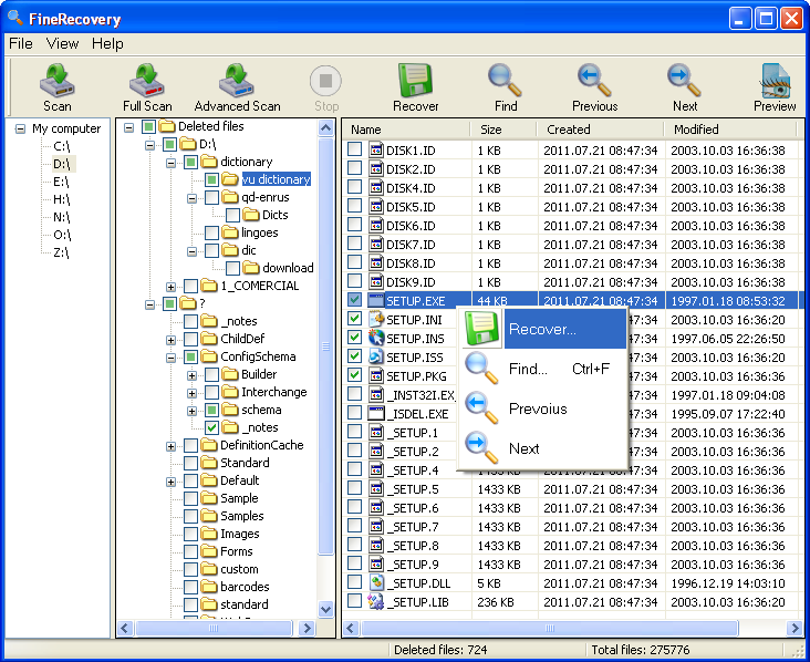 FineRecovery Screenshot